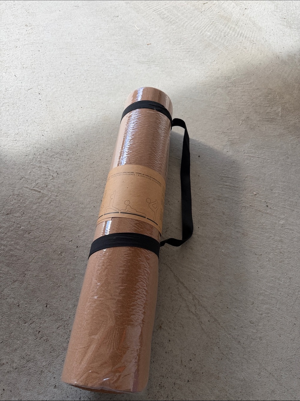 Cork Yoga Mat with Carry Strap - Natural Cork Brown